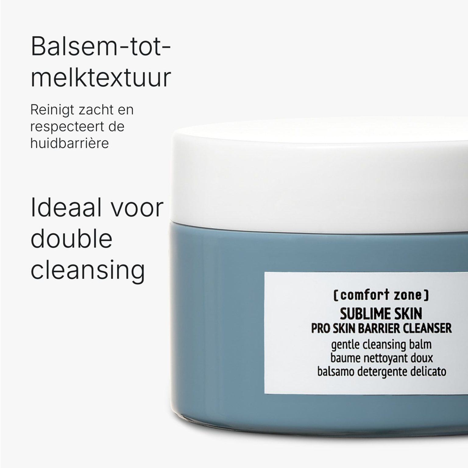 Sublime Skin Pro Barrier Cleanser van Comfort Zone, balsem-naar-melk textuur voor milde reiniging